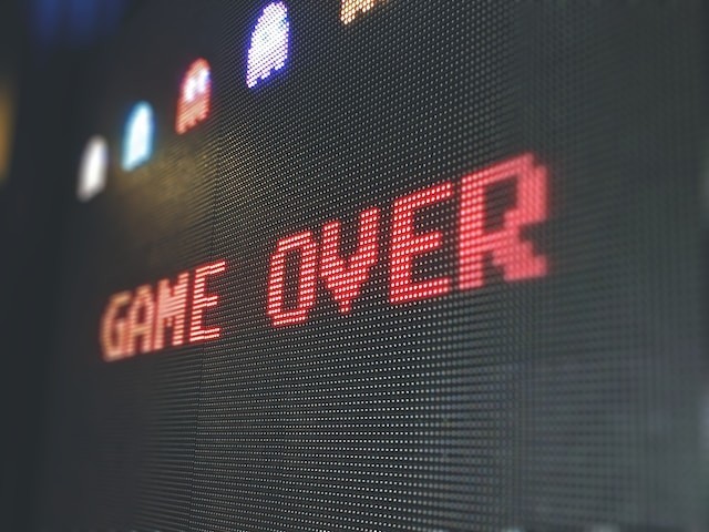 game over sign on the screen