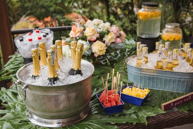 ice bucket with bottles