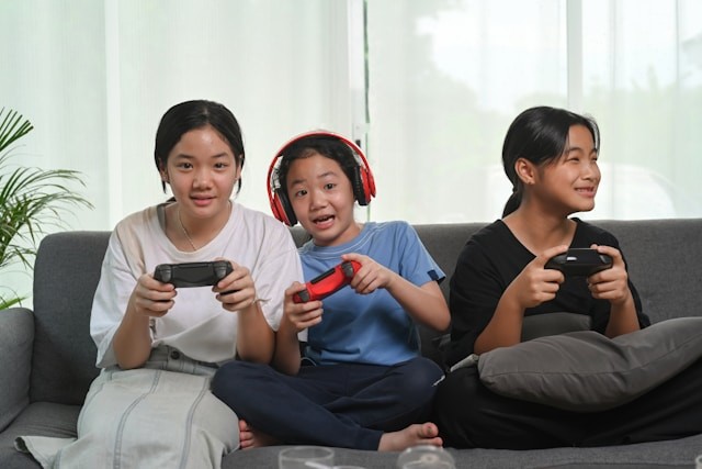 persons playing video games